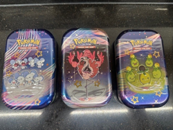 Lot of 3 Pokemon Paldean Fates Sealed Mini Tins Maushold Flamingo Smoliv - Image 1