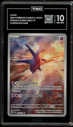 Pokemon Latios Surging Sparks Illustration Rare #203 TAG 10 Gem Mint - Image 1