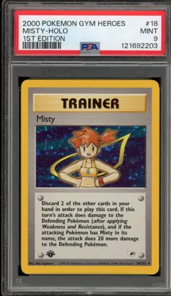 Pokemon Misty Gym Heroes 1st Edition Holo Rare #18 PSA 9 Mint - Image 1