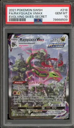 Pokemon Rayquaza VMAX Evolving Skies Secret Rare Full Alt Art #218 PSA 10 - Image 1