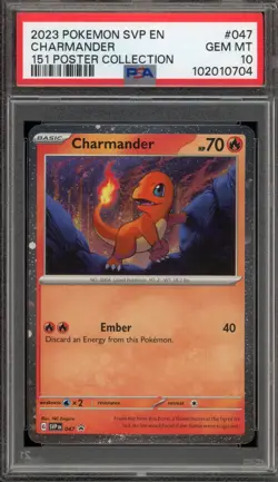 Pokemon Charmander 151 Poster Coll. Holo Promo SVP EN 047 PSA 10 Gem Mint - Image 1