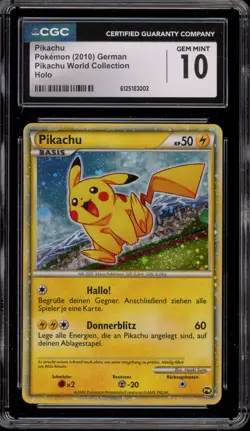Pokemon Pikachu World Coll. GERMAN Holo CGC 10 Gem Mint - Image 1