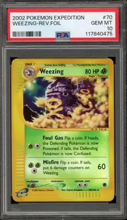 Pokemon Weezing Expedition Reverse Holo Rare #70 PSA 10 Gem Mint - Image 1
