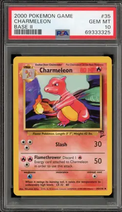 Pokemon Charmeleon Base Set 2 #35 PSA 10 Gem Mint - Image 1
