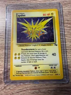 Zapdos 15/62 Fossil Holo Rare Unlimited Vintage 1999 WOTC Pokemon Card - MP/HP - Image 1