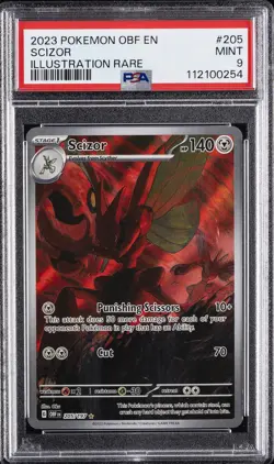 2023 POKEMON OBF EN-OBSIDIAN FLAMES ILLUSTRATION RARE #205 SCIZOR PSA 9 - Image 1