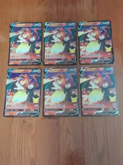 X6 Pokemon JUMBO Card Lot Lance’s Charizard V Card SWSH133- Celebrations - Image 1