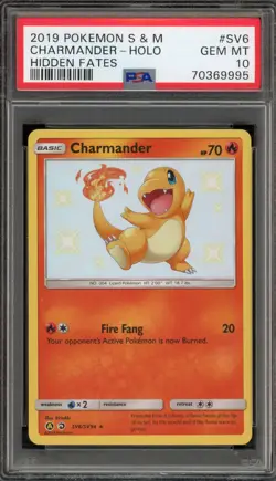Pokemon Charmander Hidden Fates Holo Rare #SV6 PSA 10 Gem Mint - Image 1