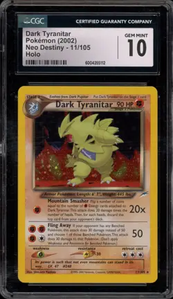 Pokemon Dark Tyranitar Neo Destiny Unlimited Holo Rare #11 CGC 10 Gem Mint - Image 1