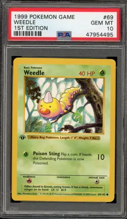 Pokemon Weedle Base Set Shadowless 1st Edition #69 PSA 10 Gem Mint - Image 1