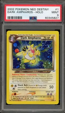 Pokemon Dark Ampharos Neo Destiny Unlimited Holo Rare #1 PSA 9 Mint - Image 1