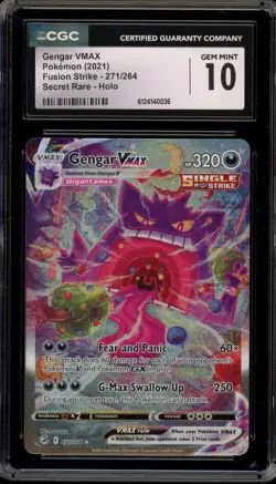 Pokemon Gengar VMAX Fusion Strike Secret Rare Full Alt Art #271 CGC 10 Gem Mint - Image 1