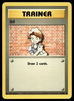 Bill 91/102 Pokemon Card Base Set Common Near Mint I29 - Image 1