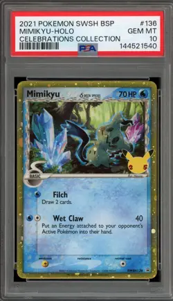 Pokemon Mimikyu Celebrations Coll. Black Star Holo Promo PSA 10 Gem Mint - Image 1