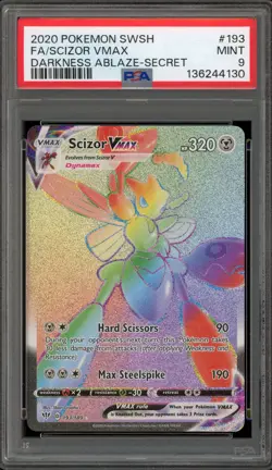 Pokemon Scizor VMAX Darkness Ablaze Secret Rare #193 PSA 9 Mint - Image 1