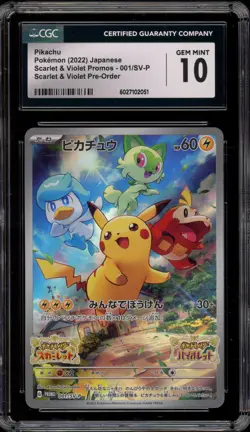 Pokemon Pikachu Scarlet & Violet Preorder Japanese Promo 001/SV-P CGC 10 - Image 1