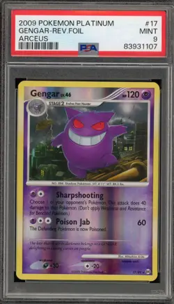 Pokemon Gengar Platinum Arceus Reverse Holo Rare #17 PSA 9 Mint - Image 1