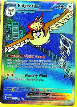 Pokemon TCG Pidgeot ex 225/197 SV03: Obsidian Flames Holo Full Art Rare - Image 1