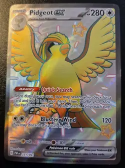 Pidgeot EX 221/091 Shiny Full Art Ultra Rare Paldean Fates Pokemon TCG - Image 1