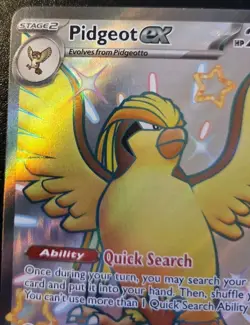 Pidgeot EX 221/091 Shiny Full Art Ultra Rare Paldean Fates Pokemon TCG - Image 2