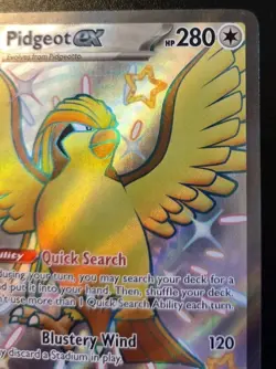 Pidgeot EX 221/091 Shiny Full Art Ultra Rare Paldean Fates Pokemon TCG - Image 3