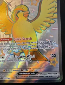 Pidgeot EX 221/091 Shiny Full Art Ultra Rare Paldean Fates Pokemon TCG - Image 5