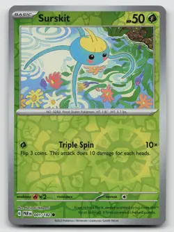 Pokemon Surskit Reverse Holo Common SV04: Paradox Rift 001/182 NM - Image 1