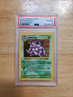 Pokemon PSA 8 NM-MINT 1999 Nidoking Shadowless Base Set Holo Card - Image 1