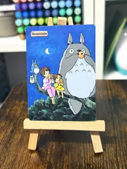 Hand Painted Altered Art Mtg land card Anime Mountain Classic monster - Image 2