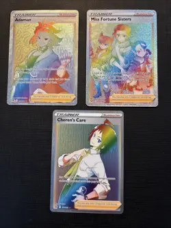 Pokemon TCG: SWSH 3 Card Full Art Trainer Rainbow Lot - Image 2