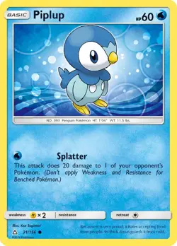Piplup 31/156 Ultra Prism Pokemon Card NM - Image 1