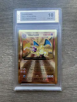 Pokemon Celebrations Charizard Gold Metal Card #4/102 Promo 25th Anniversary - Image 1