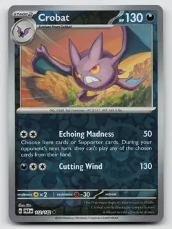 Pokemon Crobat Reverse Holo Uncommon SV04: Paradox Rift 112/182 NM - Image 1