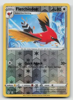 Pokemon Fletchinder Reverse Holo Uncommon SWSH07: Evolving Skies 139/203 NM - Image 1