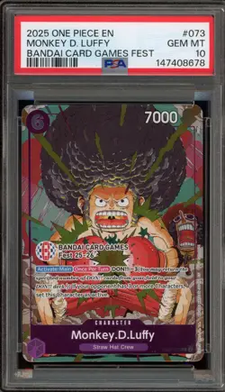 One Piece CCG Monkey.D.Luffy Bandai Card Games Fest '25-26 PSA 10 Gem Mint - Image 1
