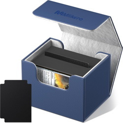 Card Deck Box, Commander Deck Box Holds 100+ Double-Sleeved Cards with Divider, - Image 1