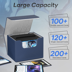 Card Deck Box, Commander Deck Box Holds 100+ Double-Sleeved Cards with Divider, - Image 2