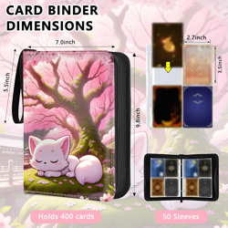 Card Binder 4 Pockets Zip Trading Card Binder for 400 Cards, PU Collection Binde - Image 3