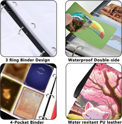 Card Binder 4 Pockets Zip Trading Card Binder for 400 Cards, PU Collection Binde - Image 5