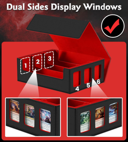 Trading Cards Storage Box - 6-Window Display 2400+ TCG PKM Commander Deck Case w - Image 2