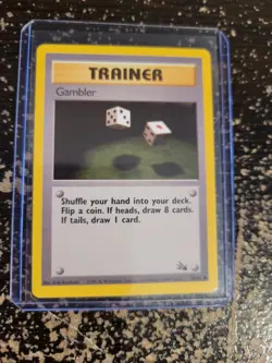 Pokemon Fossil Trainer Gambler 60/62 TCG Trading Card Game 1999 Unlimited - Image 1