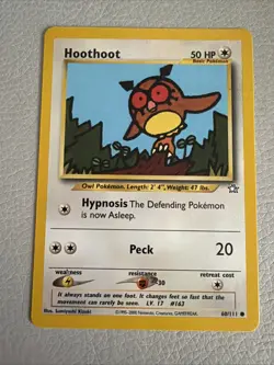 Pokemon Hoothoot 60/111 Neo Genesis Common 50 HP Basic Regular English Card - Image 1