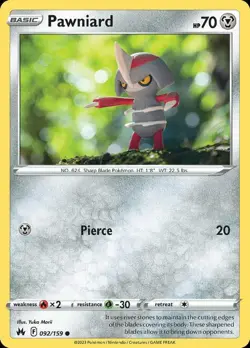 4x Pawniard 092/159 Common NM-Mint Pokemon SWSH12.5 Sword Shield Crown Zenith - Image 1