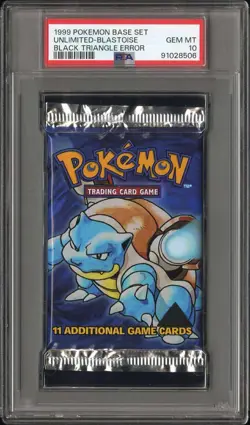 1999 Pokemon Base Set BLACK TRIANGLE BLASTOISE Booster Pack Error PSA-10 - Image 1
