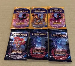 (6) Disney Lorcana Sealed Booster Packs Lot Ursula’s Return, Into The Inklands - Image 1