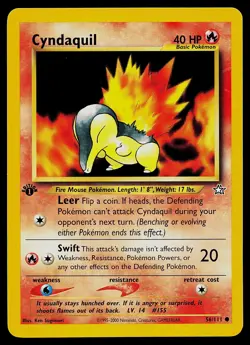 Pokemon Card - Cyndaquil Neo Genesis 56/111 Common 1st Edition - Image 1