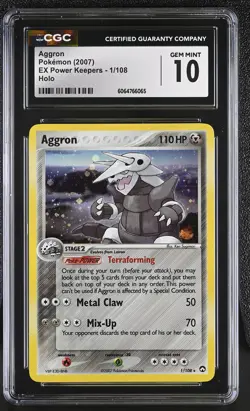 CGC 10 GEM MINT Aggron 2007 EX Power Keepers 1/108 Holo Pokemon Card - Image 1