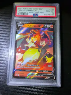 PSA 10 GEM MINT Pokemon Celebrations Lance’s Charizard V Promo Card SWSH133 - Image 1