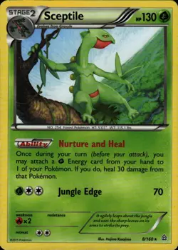 Pokemon TCG Card Sceptile Grass Normal XY - Primal Clash PRC 8/160 - Image 1