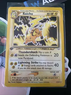 1st Edition RAICHU Neo Revelation Non Holo RARE Card 21/64 WOTC NM-MINT ⚡ - Image 1